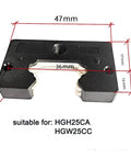 HGW25CA Linear Bearing Slider Block with dimensions for CNC machines suitable for HGH25CA, HGW25CC, showcasing size details.
