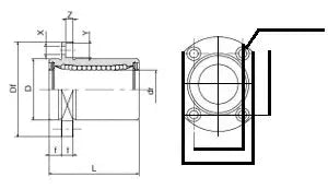 Technical diagram of ✝️ SMT16GWUUE NB 16mm Slide Bush Bushings for linear motion and alignment in automation systems, front and side view.