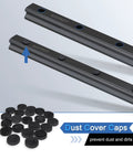 1000mm HGR20 Linear Guide Kit With Four HGH20CA Carriage Blocks And End Stop Blocks for DIY CNC routers dust cover caps shown