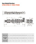 Drawing of Linear Guide Rail, Belt Drive, CNC Linear Motion Stage Actuator with Nema34 Stepper Motor and 1300 mm Stroke.