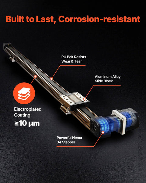 Linear Guide Rail, Belt Drive, CNC Linear Motion Stage Actuator, with Nema34 Stepper Motor, 1300 mm Stroke Work Size
