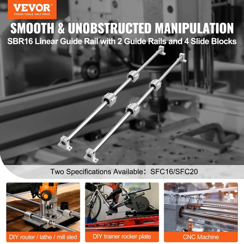 Linear Rail Slide SFC16-1000mm 2 PCS guide rails with 4 SC16 slide blocks in CNC machine setup