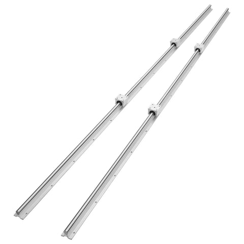 Linear Rail, 2 PCS SBR 20-2200mm, Linear Guideway Rail, and 4 PCS SBR20UU Square Type Carriage Bearing Blocks, aluminum rails