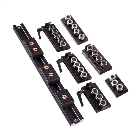 Double Axis Roller Ball Bearing Linear Motion Guide Rail Track SGR08 780mm Length with SGB08-3UU Blocks, components displayed