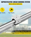 Complete Two Pack Linear Rail Kit With Two 2000mm SBR16 Rails And Four Square Type Carriage Blocks For Ultra Smooth CNC Motion High Rigidity Steel Construction Easy Mounting For CNC Routers And Milling Machines OrangeA product image showing steel rail and carriage block for stability and rigidity.