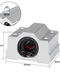 Linear Motion Ball Bearing Slide Block, SCS10UU 10mm Pillow Block Closed Linear Bearing Aluminum Bushing with dimensions