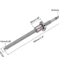 Linear Motion Ball Screw SFU1605 (Dia 16mm, Pitch 5mm, Length 300mm) Anti Backlash Ball Screw Kit with Metal Ball Screw Nut dimensions shown