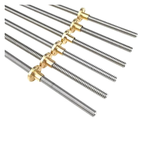 Close-up of ball screw, linear motion ball screw t8 lead screw stepper motor lead 16mm lead screw trapezoidal with nut 100mm-600mm.