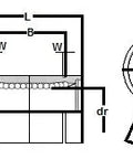 Technical diagram of KB50G-OP NB Open Bearing 50mm Ball Bushings Linear Motion Bearing, showing measurements and cross-sectional view.