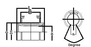 Technical diagram of NB SMS20UU-OP 20mm Slide Stainless Steel Bush Ball Linear Motion Bearing with dimensions labeled.