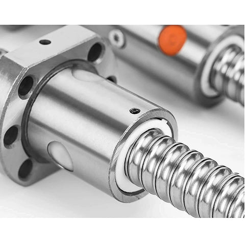 Close-up of the 1610 Linear Motion CNC Ball Screw with Anti Backlash Nut, Coavoo SFU1610 300mm 16mm Ballscrew showing spiral design.