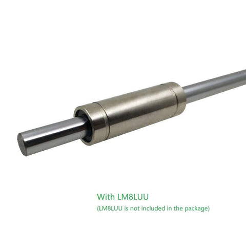 Chrome plated linear motion rod with LM8LUU, 2PCs 8mm x 300mm (.315 x 11.81 inches) Case Hardened Chrome Plated Linear Motion Rod Shaft Guide - Metric h8 Tolerance
