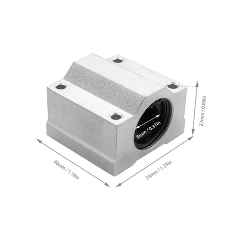 ✝️ 4Pcs SCS8UU Linear Motion Ball Bearing Slide Block ID 8mm Aluminum Bushing Linear Rail Support Guide Shaft Bearing for Printer Parts 4 Pack