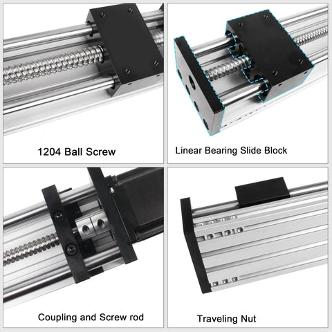 Linear Motion Stage Actuator With 1204 Ball Screw And 20mm Square Rail CNC Linear Guide details and components