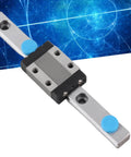 Beefy Yet Lightweight 9mm Wide Linear Rail Block for Precise Motion in automatic equipment and measuring systems on blue background.