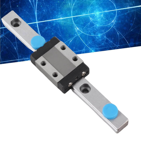 Beefy Yet Lightweight 9mm Wide Linear Rail Block for Precise Motion in automatic equipment and measuring systems on blue background.