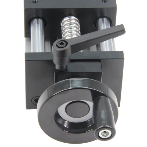 Close-up of 100mm effective stroke length linear rail guide double optical axis with ballscrew sfu1605 and manual sliding table for CNC