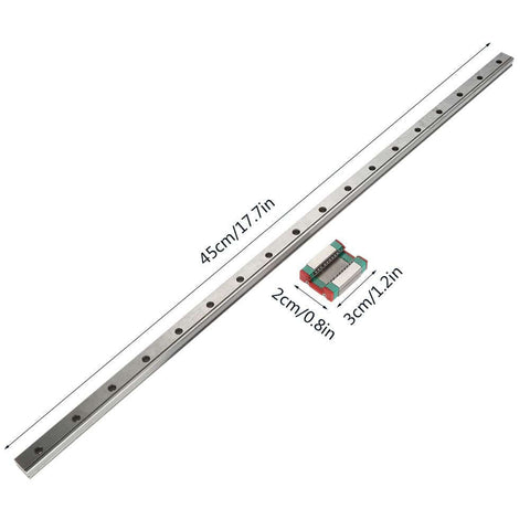 Beefy Miniature Linear Rail Guide With 12mm Width Slide Block Ball Retainer And Lubrication System 450mm Length, top view.
