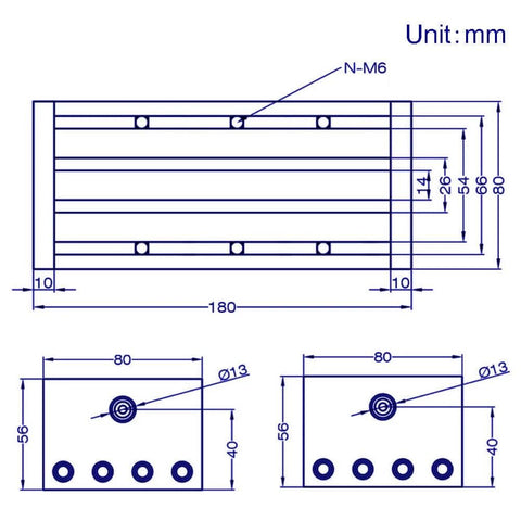 Technical diagram of 100mm effective stroke length linear rail guide double optical axis linear slide rail ballscrew SFU1605 dimensions in mm
