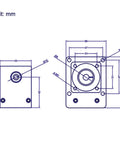Technical drawing of 100mm effective stroke length linear rail guide with square linear rails ballscrew sfu1605 and nema 17 stepper motor.