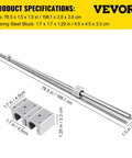Diagram of Complete Two Pack Linear Rail Kit with 2000mm SBR16 rails and square carriage blocks specifications by Vevor