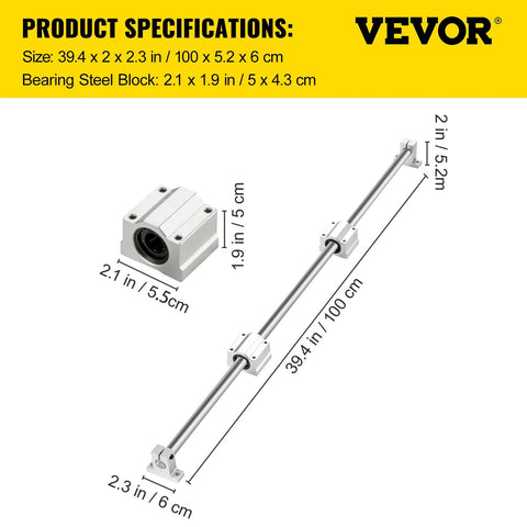Ultra Smooth Linear Rail Kit For CNC And DIY Projects BestEquip 20mm x 1000mm shafts with block bearings and supports