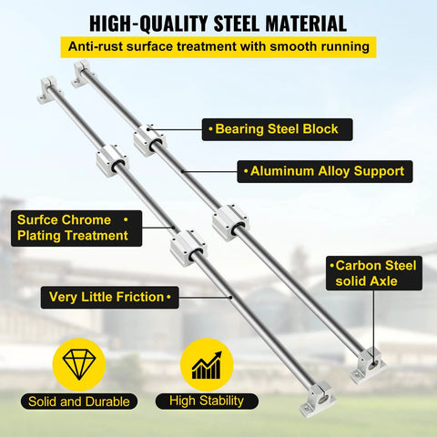 Ultra Smooth Linear Rail Kit For CNC And DIY Projects BestEquip 2 Pieces 20mm x 1000mm Linear Shafts shown with supports and SC20UU bearings