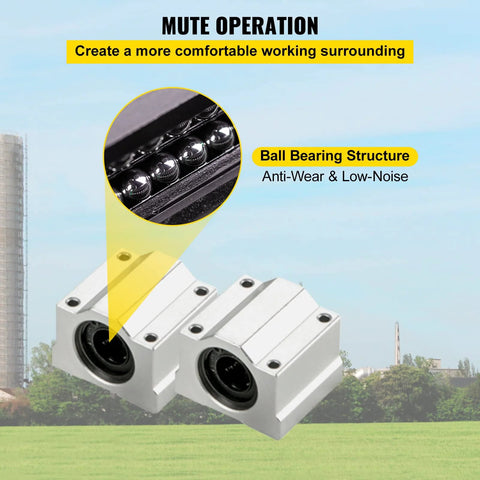 Close-up of SC20UU block bearings in Ultra Smooth Linear Rail Kit For CNC And DIY Projects BestEquip, highlighting ball bearing structure.