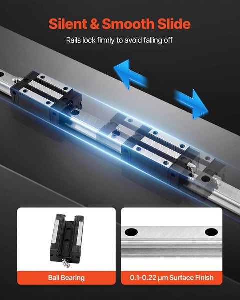 High Precision HGR20 Linear Rail Kit With Two 2000mm Rails And Four Bearing Blocks for CNC routers ensuring smooth slide
