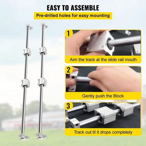 Ultra Smooth Linear Rail Kit For CNC And DIY Projects BestEquip 2 Pieces 20mm x 1000mm Linear Shafts with Assembly Instructions
