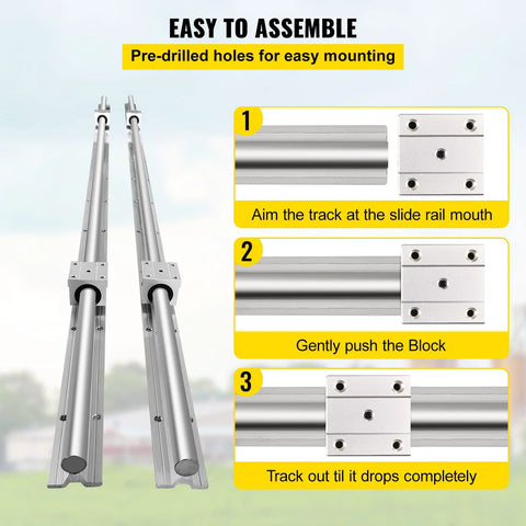 Complete Two Pack Linear Rail Kit With Two 2000mm SBR16 Rails And Four Square Type Carriage Blocks installation guide