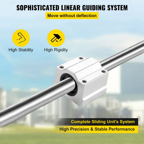 Ultra Smooth Linear Rail Kit For CNC And DIY Projects BestEquip 20mm x 1000mm linear shaft with SC20UU block bearing close-up