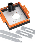 Workhorse Linear Rail Router Sled Connector With Dust Collection For 20mm Rails, acrylic plate, pre-drilled for routers, SpeTool