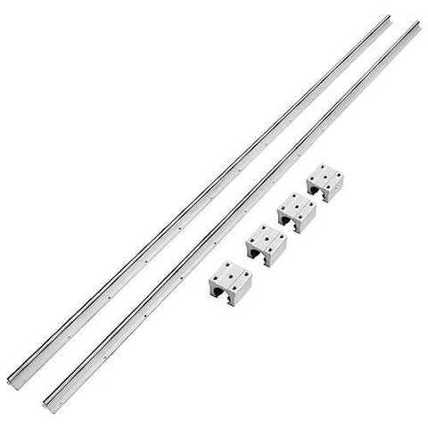 Linear Rail, 2 PCS SBR 20-2200mm, Linear Guideway Rail, and 4 PCS SBR20UU Square Type Carriage Bearing Blocks for CNC and automated machines