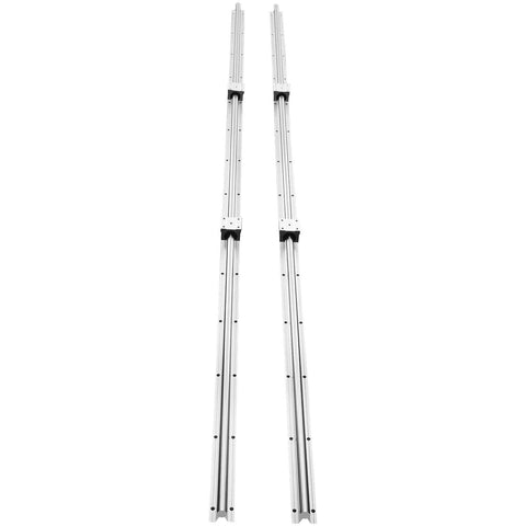 Linear Rail, 2 PCS SBR 20-2200mm, Linear Guideway Rail showing two long metal rails with square carriage blocks