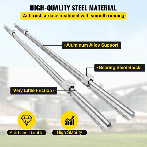 Linear Rail, 2 PCS SBR 20-2200mm with aluminum support and bearing steel block for CNC routers