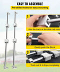 Instructional guide for Linear Rail Slide 2PCs 20mm x 1200mm Linear Bearing Slide Set assembly steps with shaft support and block bearings.