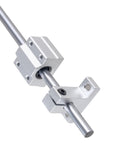 Two Pcs 20x1200mm Linear Shaft Optical Axis Kit with SK20 rail supports and SCS20UU slide blocks for CNC machines close-up view
