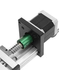 Close-up of a Linear Slide Ball Screw with Stepper Motor for Metal Construction 12mm Shaft Diameter and 100mm Stroke High Precision Linear Actuator