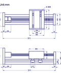 Technical diagram of 200mm Effective Stroke Length Linear Rail Guide Ballscrew SFU1605 with Nema 17 Stepper Motor for CNC Router Machine Parts X Y Z Linear Stage Actuator (Size:200mm)