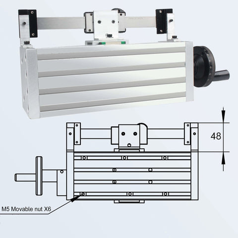 Front view of Linear Stage Actuator MBX80 Type Munual Linear Slide Table with Red Digital Scale, 1605 Ballscrew with Locking Function