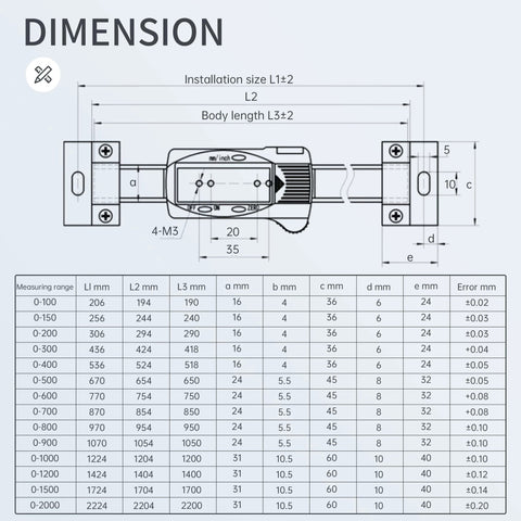 Dimensions diagram for Linear Stage Actuator MBX80 Type Munual Linear Slide Table with Red Digital Scale, 1605 Ballscrew.