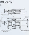 Technical drawing of Linear Stage Actuator MBX80 Type Munual Linear Slide Table with dimensions and guide rail details
