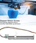 Linear Actuator 2‑Phase 4‑Wire Linear Stepper Motor Screw Slide Table shown with wiring and metal slider on white background