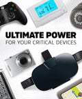Collage of devices including camera, game controller, and thermostat powered by Ultimate Lithium AA Batteries Pack 24 Count For Cameras And Smart Home Devices.