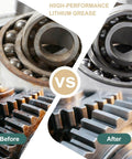 Before and after image showing bearings and gears treated with White Lithium Grease for Car Door,Bearings & Gears Lubricant Grease