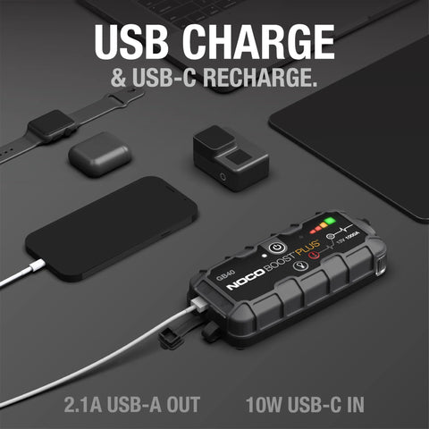 1000 Amp UltraSafe Jump Starter 12V Lithium Battery Booster Pack Portable Jump Box with USB charge ports.
