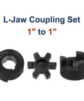 Flexible Three Piece L Jaw Coupling Set For Log Splitter And Hybrid Equipment One Inch Bore with keyways and Buna NBR Insert