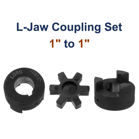 Flexible Three Piece L Jaw Coupling Set For Log Splitter And Hybrid Equipment One Inch Bore with keyways and Buna NBR Insert