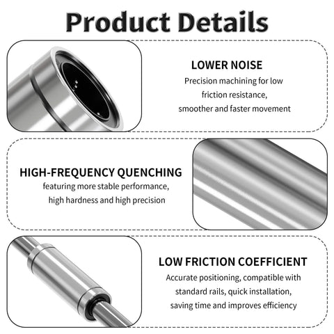 Product details of ✝️ 4 pcs lm12luu linear ball bearings, 12mm id×21mm od×57mm length for smooth motion and CNC alignment focus.
